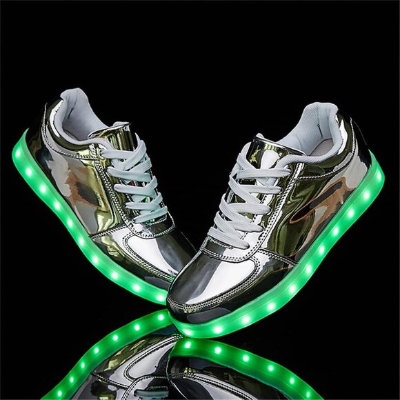⚡Unisex Silver Light Up Shoes with USB Charging Glowing Luminous LED Sneakers - Picture 6 of 6